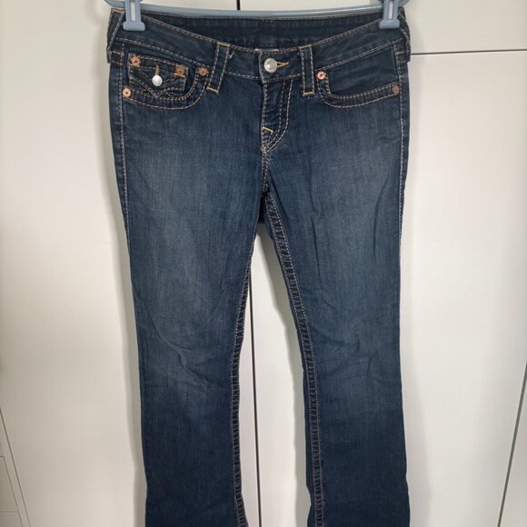 True Religion Boot Cut Dark Denim Jeans Size 28 - Picture 2 of 7